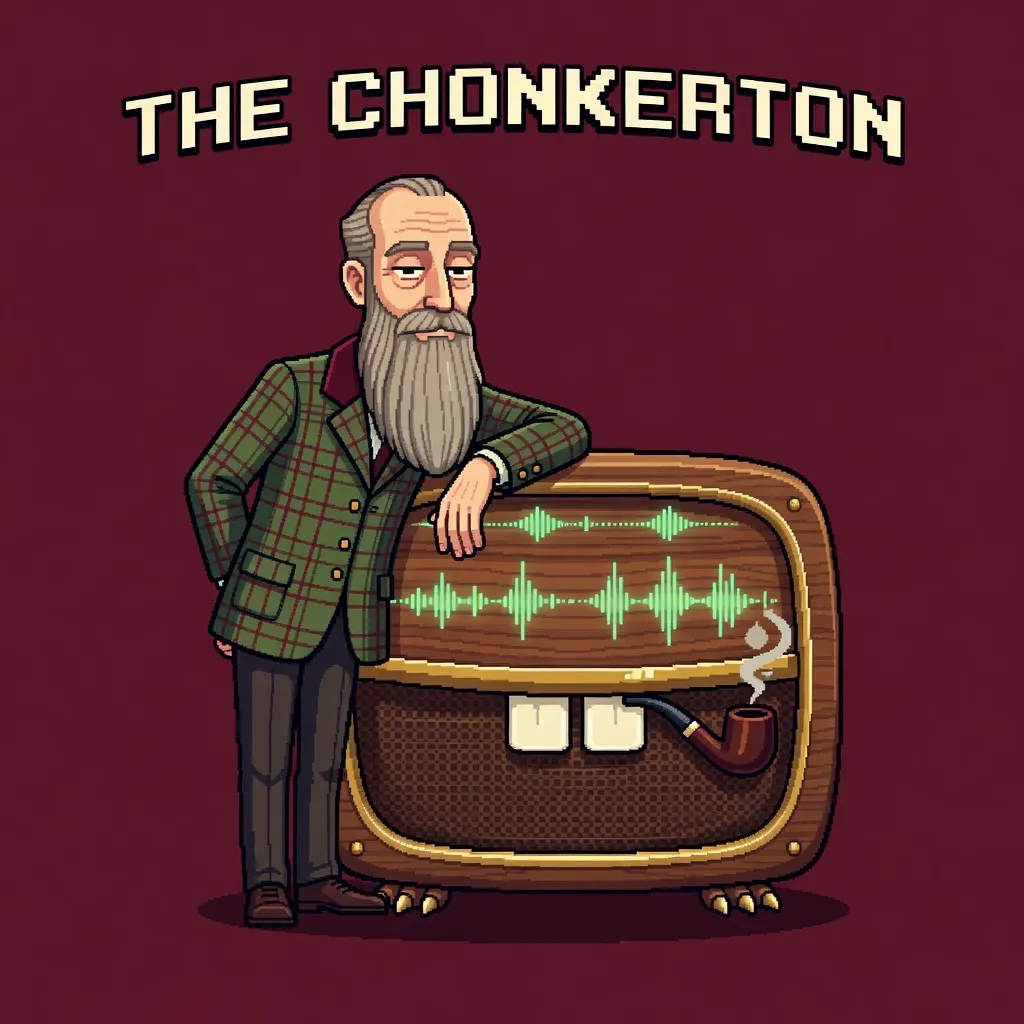 The Chonkerton: a bearded figure leaning on a vintage radio